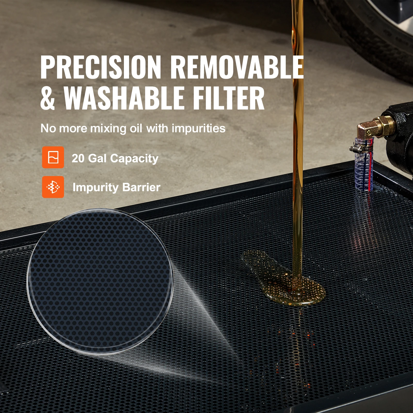 VEVOR 17/20Gal Low Profile Oil Drain Pan Cart with 180W Electric Pump Folding Handle for Trucks Buses RVs Draining Antifreeze