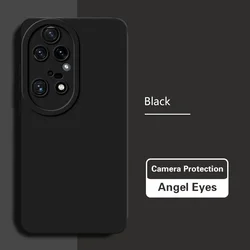Luxe Soft Silicone Solid Color Camera Protective Phone Case with Angel Eyes Bumper for Huawei P50E (Classic Black)