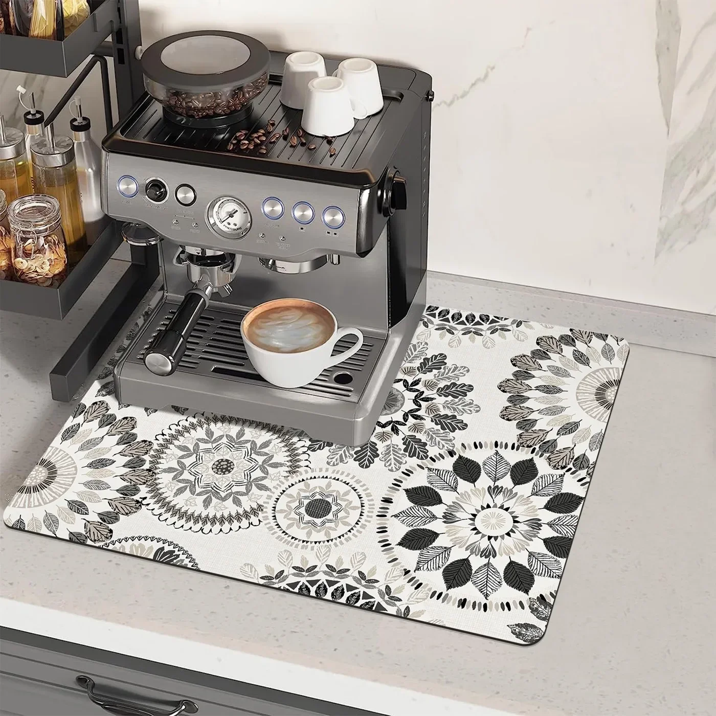 Deluxe Absorbent Countertop Dish Mat with Non-Slip Rubber Backing