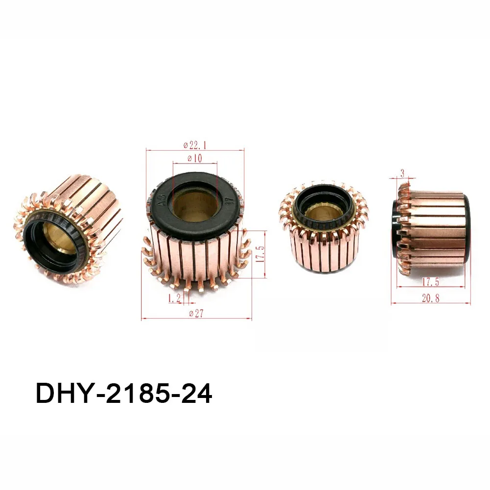가전제품용 전기 모터 정류기, 24P 톱니 DHY-2185-24 구리 후크 유형, 22.1x10x17.5(20.8) mm