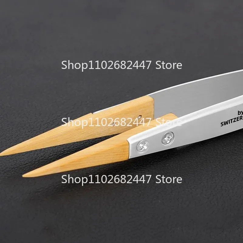 Precision tweezers Boxwood tweezers precision anti-magnetic tweezers insulated non-damaging parts watch repair tools