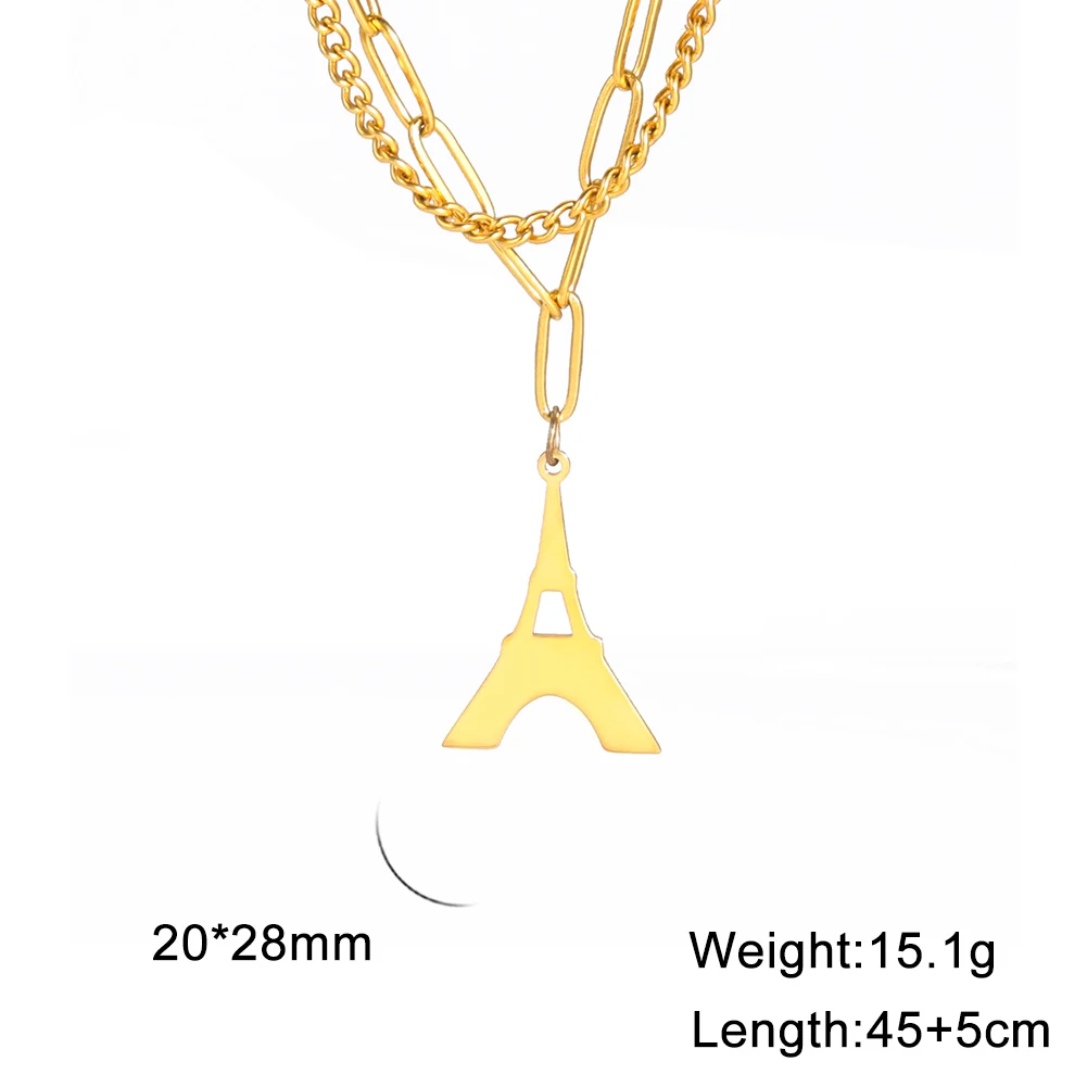 Amazon.com: 14k Solid Yellow Gold 3-D Eiffel Tower Pendant with Figaro  Chain Necklace, 16