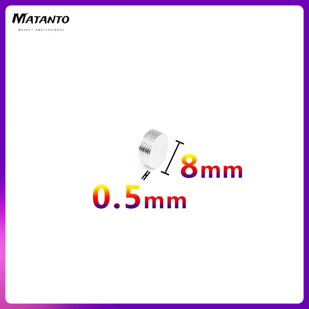60/100PCS 8×0.5 8×7 8×12 8×15 8×20 8×30 mm Disc Strong Powerful Neodymium Magnet Round Search Magnet Permanent Magnet