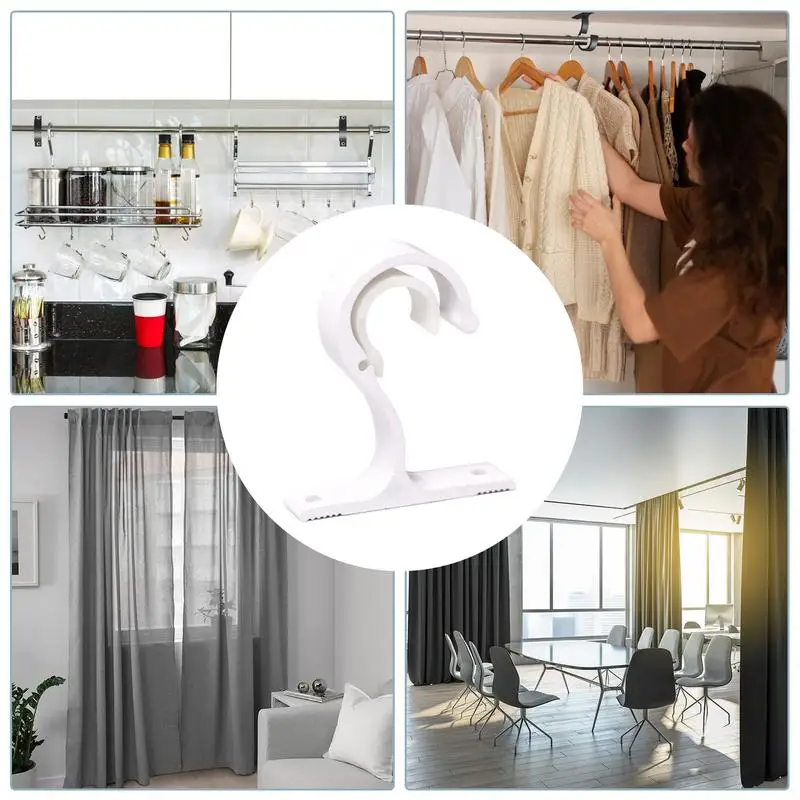 Curtains Rod Bracket Drapery Rod Sturdy Wall-Mounted Single Bracket Thicken Curtains Brackets Holders Drapery Sturdy