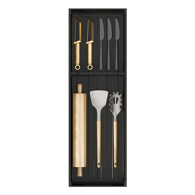 Portapiatti regolabile da cucina sotto il cassetto dell'armadio, cucchiaio, porta bacchette, spaziatura retrattile, ripiano per dischi di asciugatura, organizer 6