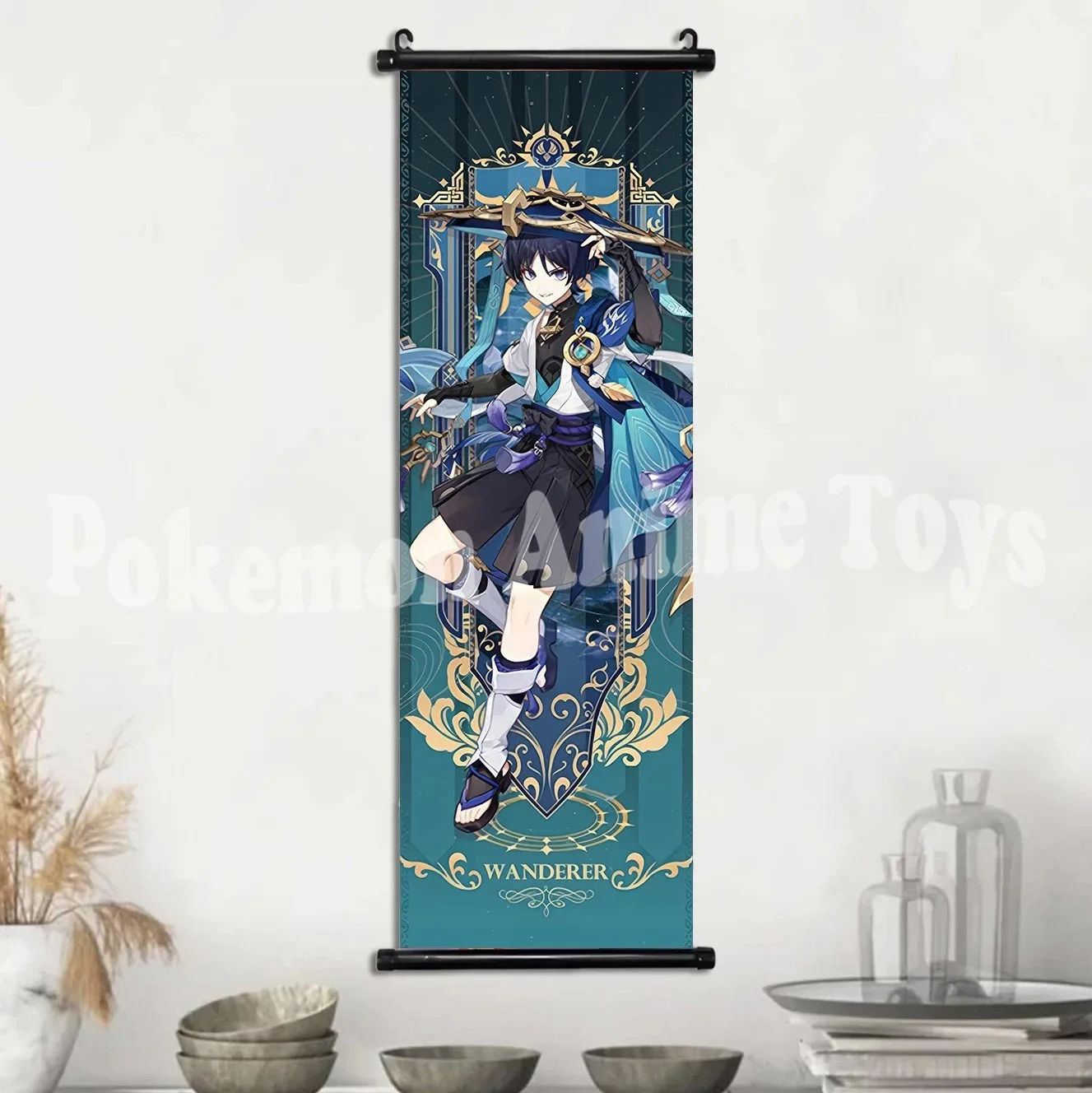 Vibrant Genshin Impact Anime Wall Art Canvas Scroll - Home Decor & Gift