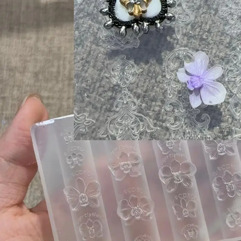 3D Phalaenopsis Blume Silikon Nagel Form DIY Süße Schmetterling Orchidee Blume Design Maniküre Vorlage Carving Nail art Form Werkzeuge – Detail 2