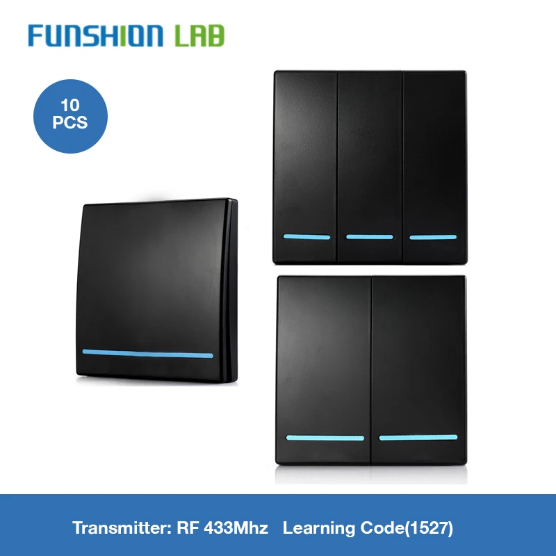 

Беспроводной смарт-выключатель FUNSHION, 1/2/3 клавиши, 433 МГц, Радиочастотный пульт дистанционного управления, 110 В, 220 В, приемник, настенная панель, кнопка, потолочная лампа