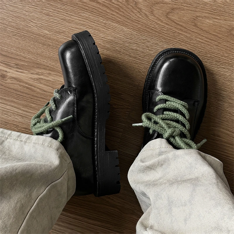 Men's Leather Casual Shoes Thick Soled Fashion Designer Style_voghion.com