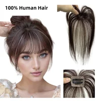 Extensions de cheveux humains à couverture complète 3D, postiches à clips pour femmes, frange vaporeuse, pour cheveux amincissants, usage quotidien 1