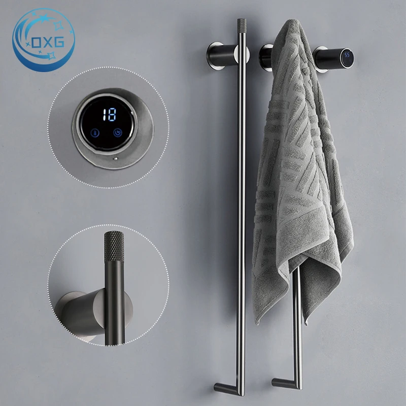 OXG Wall Mount Smart Electric Towel Rack Heated Bathroom Towel Rack Sterilization and Dehumidification Concealed installation