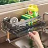Aluminum Kitchen Storage Rack No-drill Sink Drain Rack Self-draining Sink Shelf Sponge Holder Dishcloth Towel Rack Filter Basket 1