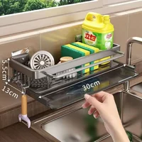 Aluminum Kitchen Storage Rack No-drill Sink Drain Rack Self-draining Sink Shelf Sponge Holder Dishcloth Towel Rack Filter Basket 1
