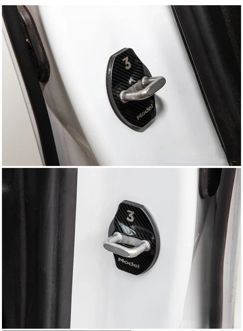 Couvercle de protection en acier inoxydable pour boucle de verrouillage de porte de voiture Tesla modèle 3 Y accessoires de décoration de protection 2017-2023_voghion.com