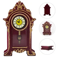 Miniature Pendulum Clock Mini Classical Mantel Clock Small Wooden Figurine House Floor Clock Decorative Table Clock Wooden 1