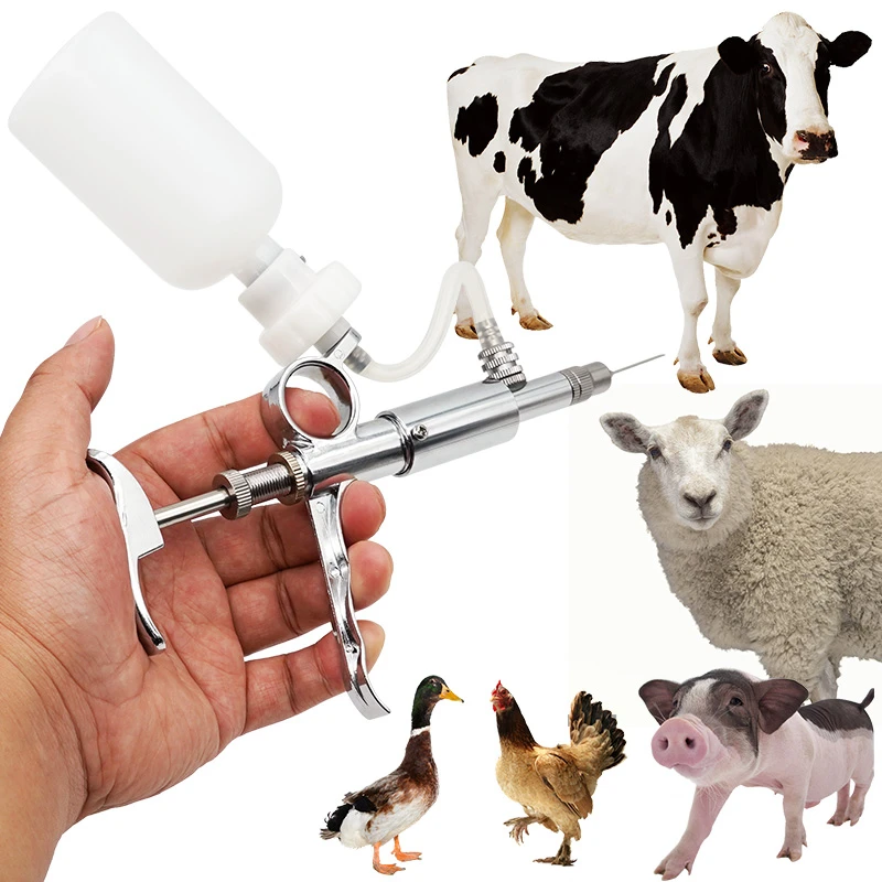 0,5–5 ml kontinuierliche Spritzenwerkzeuge, automatischer Spritzeneinspritzer aus Metall für Vieh, Tier, Schwein, Huhn, Impfstoffspritzenflasche – Detail 3