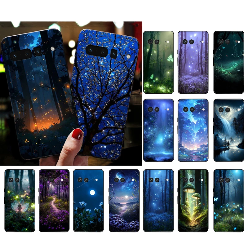 

Forest Night Butterfly tree Moon Phone Case For Google Pixel 8 7 Pro 7A 7 6A 6 Pro 5A 4A 3A Pixel 4 XL Pixel 5 6 4 3A XL