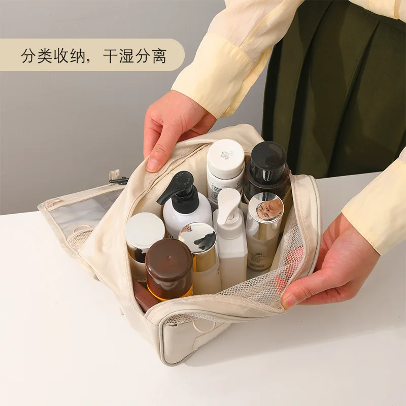Makeup bag for women, large capacity portable storage bag, 2023, high-end foldable travel storage, toiletries bag hook