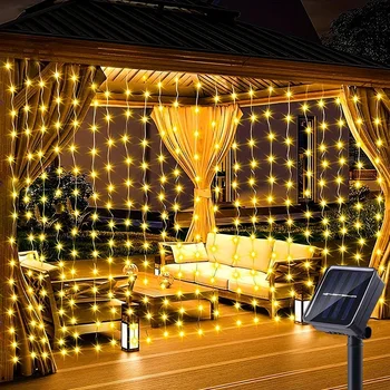 Solar Lichtvorhang Outdoor Wasserdicht Solar für Garten, Hof, Pavillion, Hochzeit, Party, Ferien Dekor 1