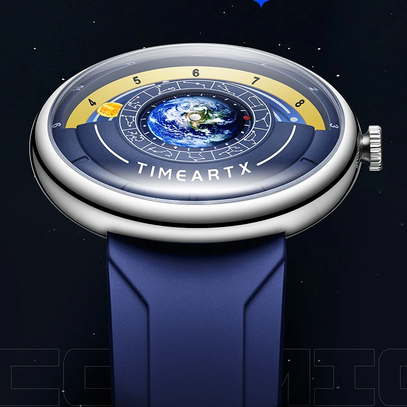 Men's Sports Watch Unique Earth Pointer Design Silicone Strap Waterproof 2