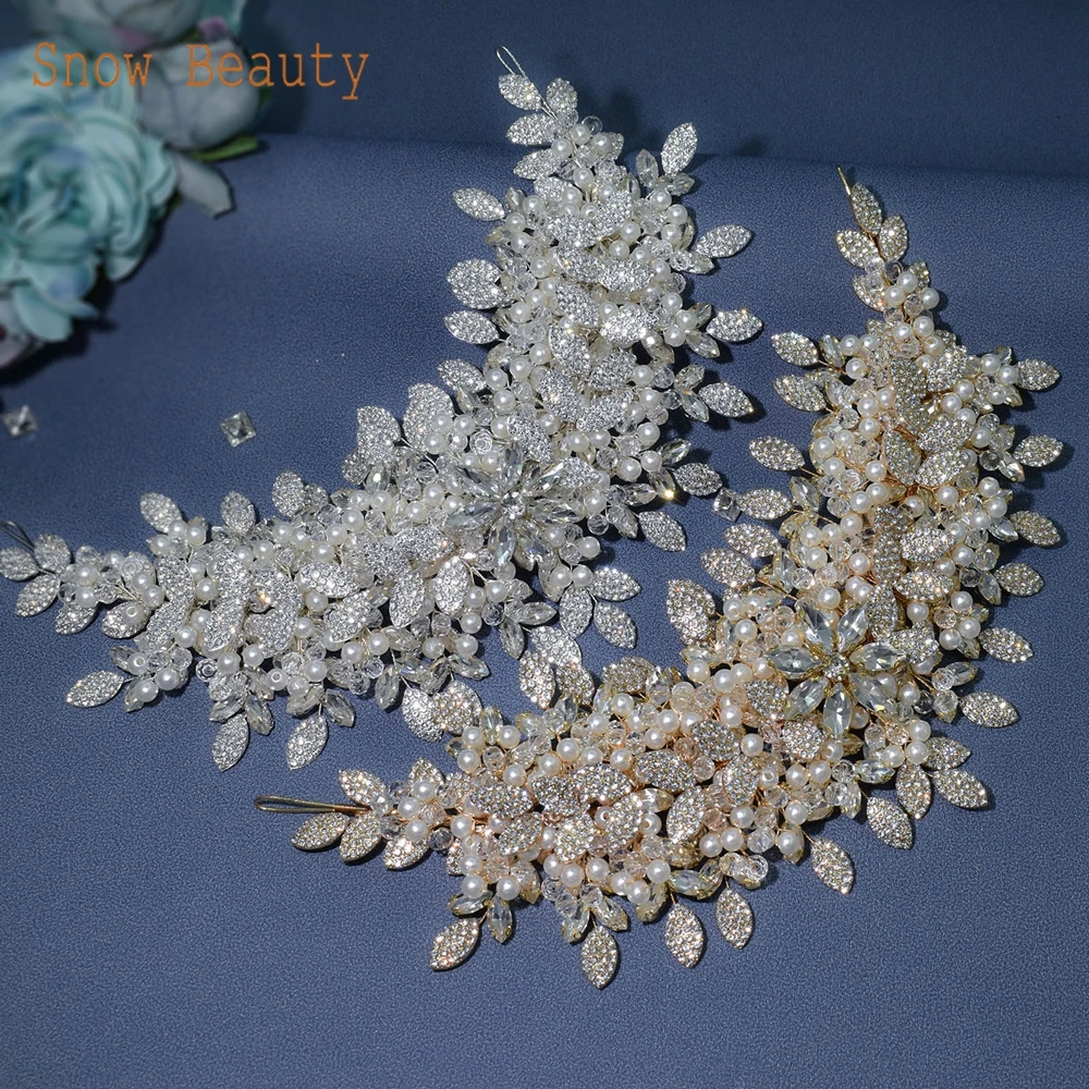 DZ065 Crystal Wedding Hair Jewelry Earring Set Party Headwear Bride Headpiece Gift Wedding Headband for Women Tiara Headdress