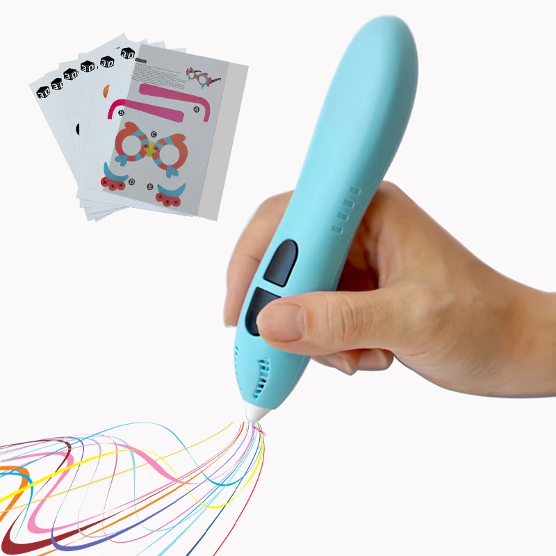 CRH Super Low Tem 3D Printing Pen-Includes 3D Pen, 12 Colors of PCL Filament Refill with Stencil Guide and User Manual, Blue