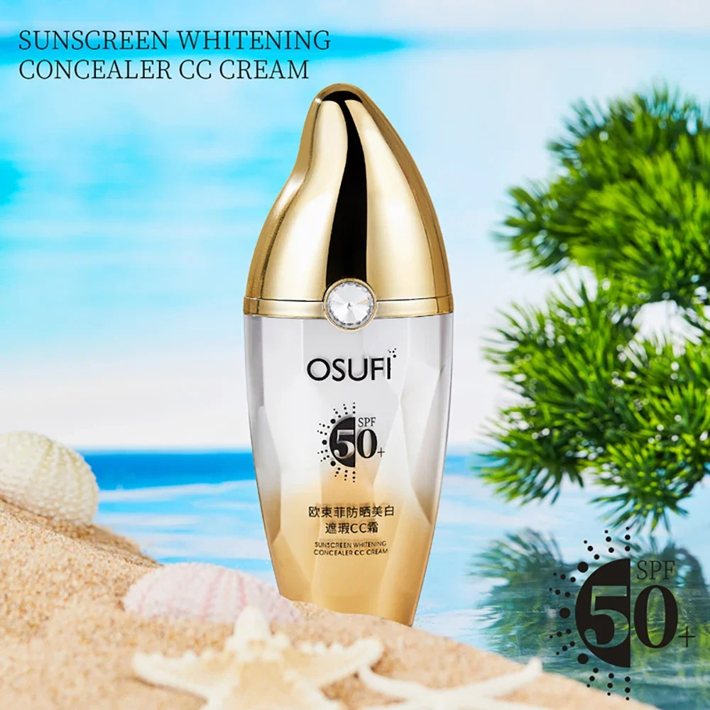 

OSUFI Whitening Sunscreen Face Care Lotion Oil Control Sunscreen SPF50 Moisturizing Face Concealer CC Cream Base Makeup Skincare