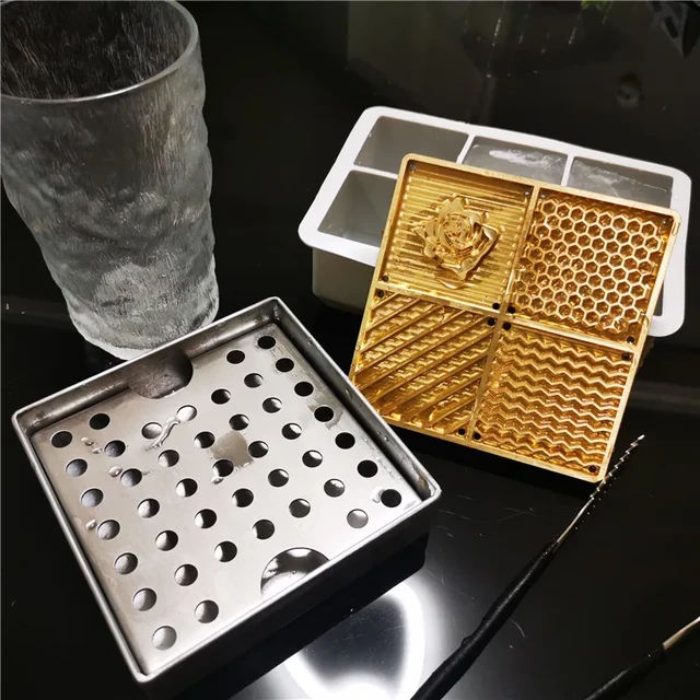 Brass Ice DIY Tray Personalized Square Cocktails Ice Stamp Tray For Ice New
