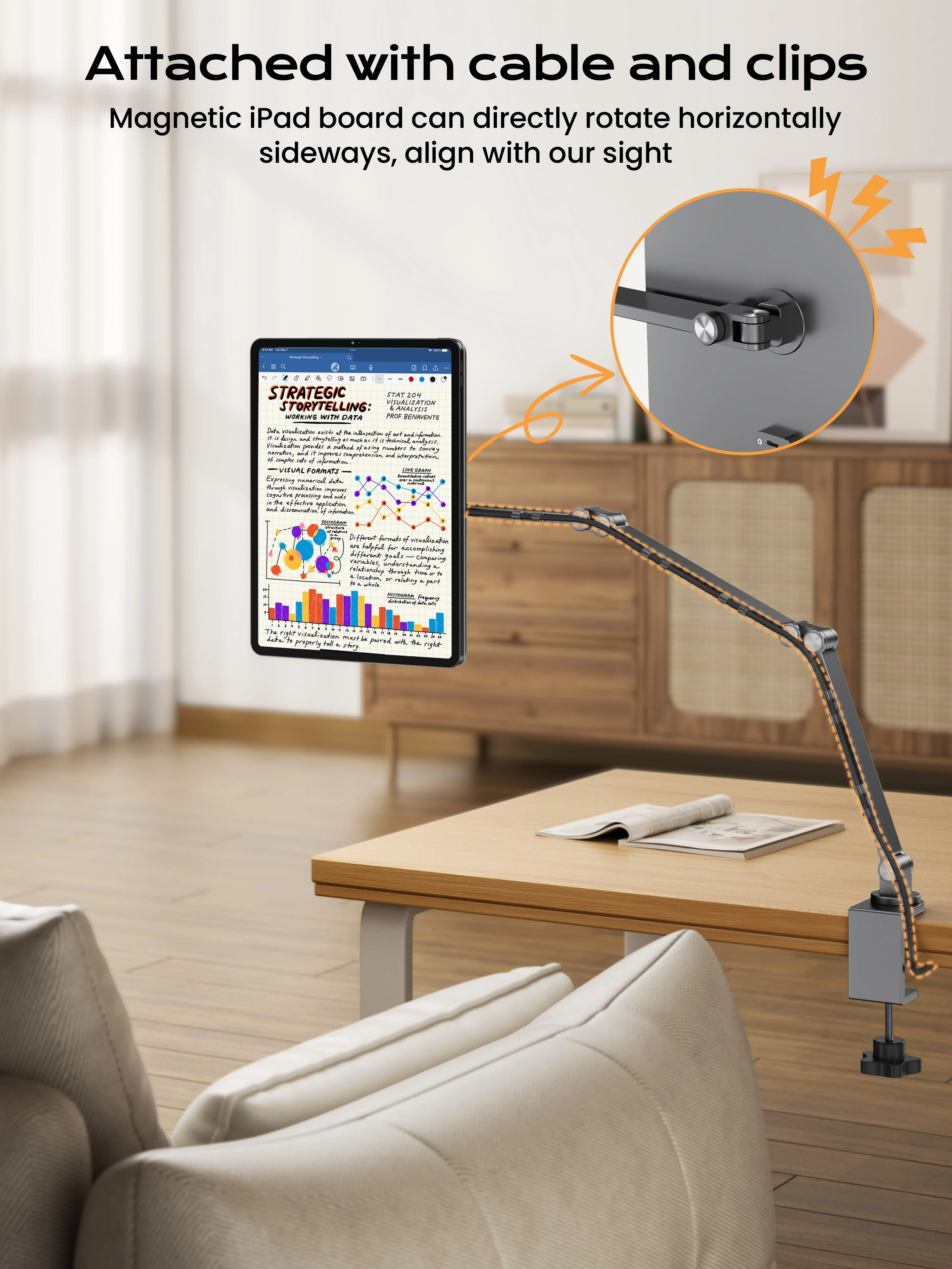 LULULOOK Magnetic Wireless Charger Stand For iPad Pro M4 13/12.9/11/M2 iPad Air 5/4th Foldable Arm Holder Aluminum Alloy Stand 6