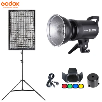 Godox SL-60W LCD 패널 LED 비디오 라이트, 연속 출력, 보웬스 마운트 스튜디오 라이트, SL60W, 60WS, 5600K CRI 95 + 화이트 버전