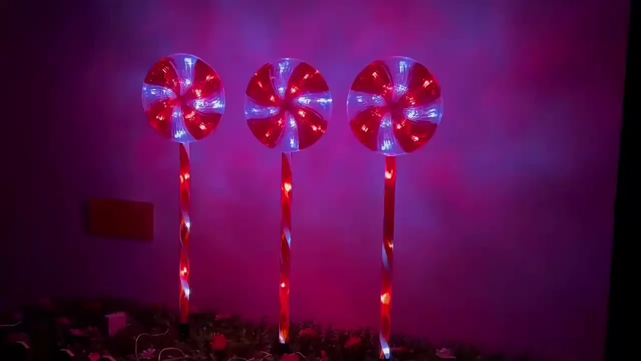 8 Pack 24" 96LED Lollipops Peppermint Pathway Markers With 11 Modes Christmas Lollipops Pathway Lights Decorations For Outdoor Yard - View #8