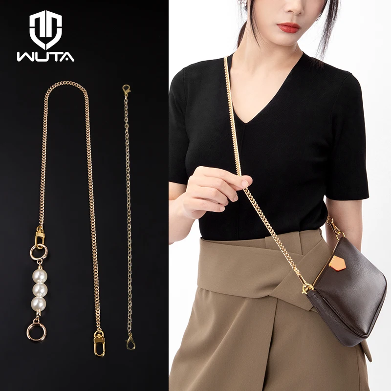 Wuta Bag Strap Per Lv Pochette Accessori Borse Pearl Handbag Chains Extension Purse Straps Underarm Borsa A Catena In Metallo Decorativo