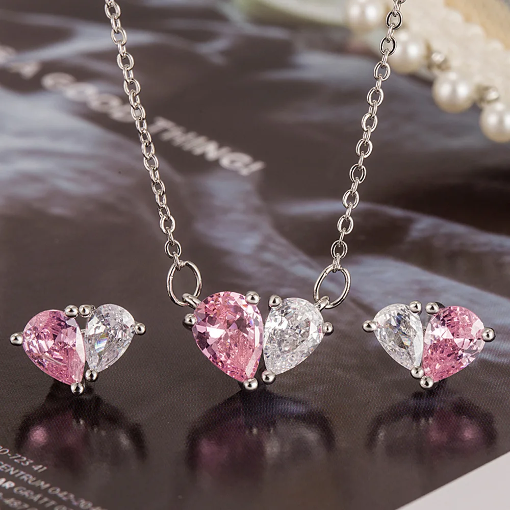 925 Sterling Silver Heart Jewelry Sets Necklaces Earrings Women's Accessories silver jewelry silver jewelry set jewelry set
