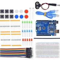 New Starter Kit 13 in 1 Mini Breadboard USB 3 Color LED Jumper Wire Button 400 Holes for Arduino R3 DIY School Education Lab