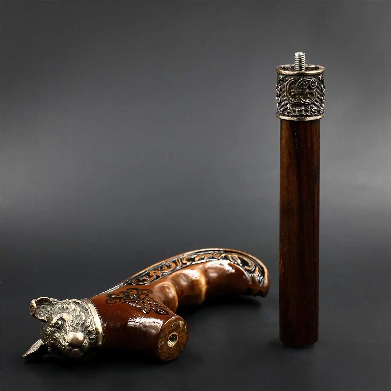 Wooden Walking Cane Stick Metal Brass Bronze Cat Handle Wooden Shaft for Men & Women stylish collectible 36''