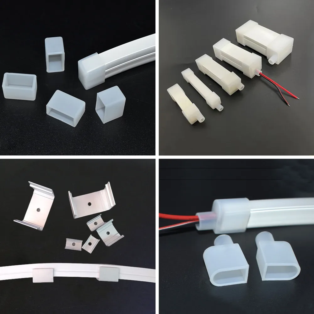 LED Neon Silica Gel Tube Buckles Aluminum Profile Silicone Seal End Cap Accessories Cornor Connector  Mounted Fixed Clip Supplie 5pcs lot 2040 corner fitting angle aluminum 20 x 40 l connector bracket fastener match use 2040 industrial aluminum profile