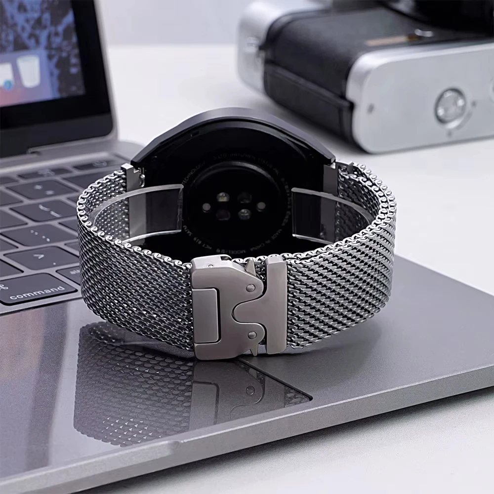Elegant Milanese Mesh Metal Watch Strap - 20mm/22mm Luxury Wristband Adjustment