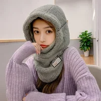 Winter Keep Warm Headgear Hat Female Skiing Face Neck Protection Mask Beanies Cycle Windproof Cold Proof  Skullcap Skullies 2