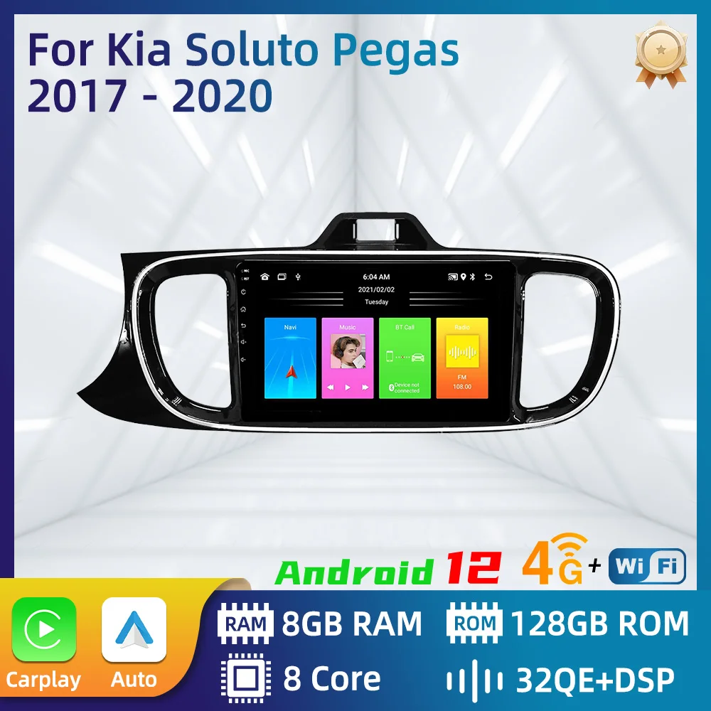 Autoradio Android Per Kia Soluto Pegas 2017 - 2020 2 Din Multimedia 4G Fm Rds Wifi Navigazione Gps Stereo Carplay Auto Autoradio