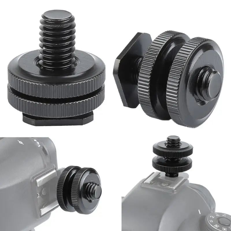 

1/4 Hot Shoe Mount Phone Holder Dual Nut Cold Shoe Adapter Bracket for GoPro Hero for Canon Sony Nikon DSLR Camera Accessories