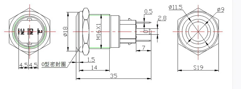 Interruttore A Pulsante In Metallo KZQ 220V Da 16 Mm, Impermeabile, In - Foto 3