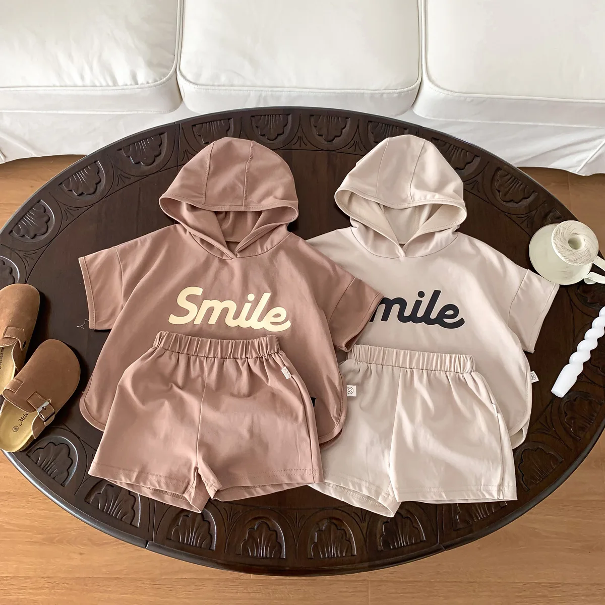 Boys Letter Print Tee And Shorts Set