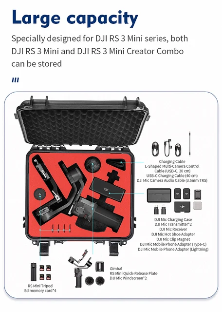 Étui Rigide étanche Pour DJI RS 3 Mini - Avec Mousse Découpée, Protection Complète, Transport Sécurisé