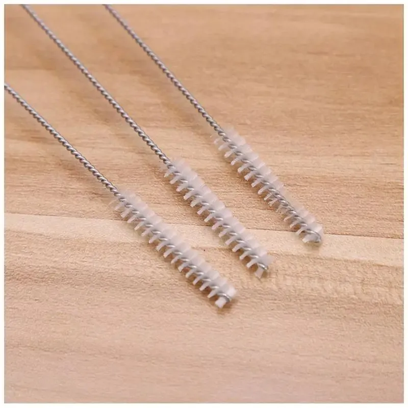 Drinking Straw Cleaning Brush Kit Straw Tube Pipe Cleaner Stainless Steel Long Handle Nylon Cleaning Brushes For Straws 1PC