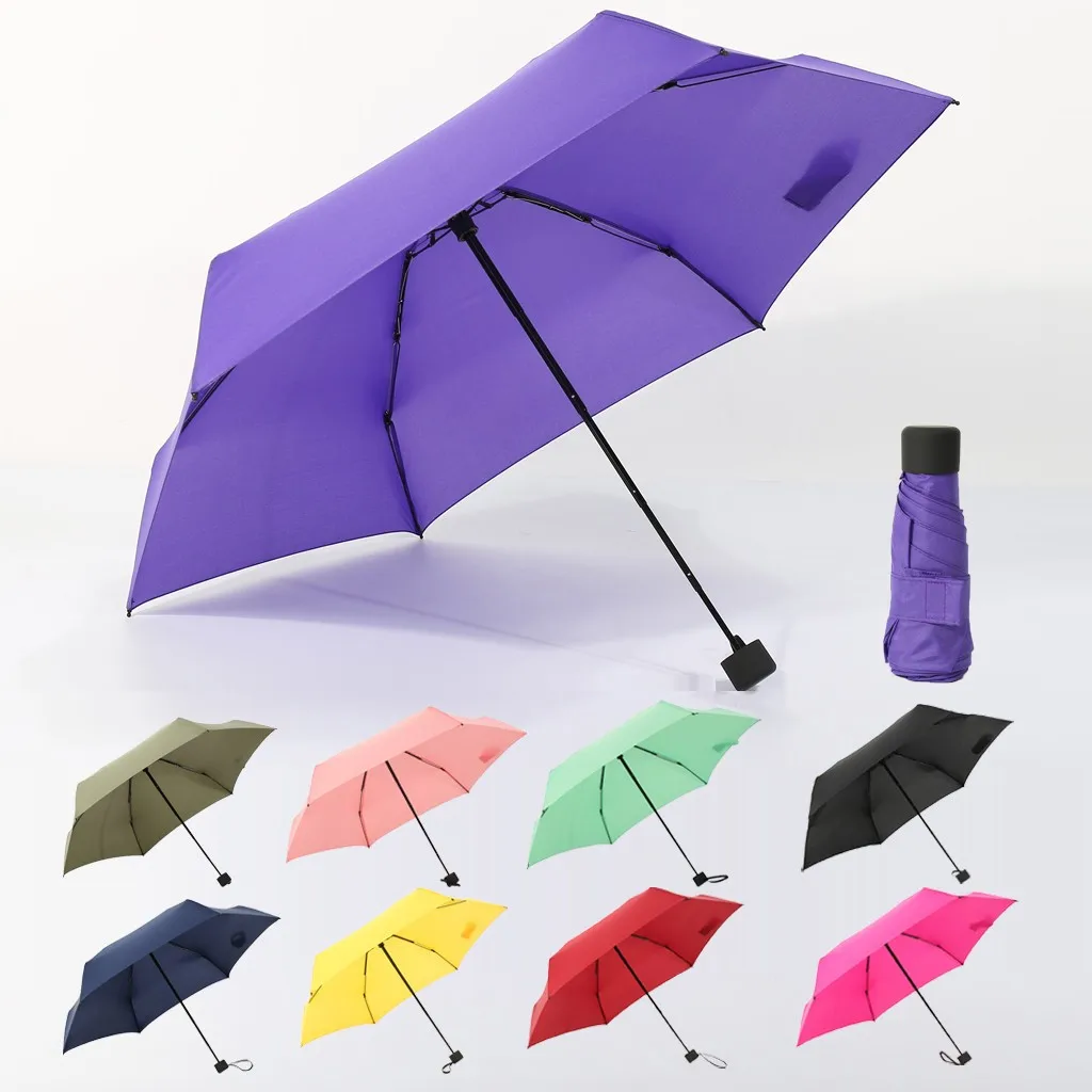  SolwDa Mini paraguas de viaje, pequeño paraguas portátil  compacto para sol y lluvia, parasol resistente al viento con 99% de  protección UV para mujeres y hombres, beige, talla única : Ropa