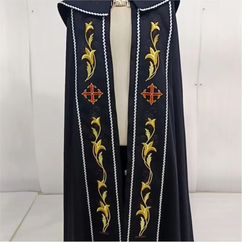 Mantello da Sacerdote Viola, Cappa da Pastore, Costume da Chiesa Cattolica, Gapi Vietnam, Costume da Spettacolo Ricamato con Cura - immagine 3