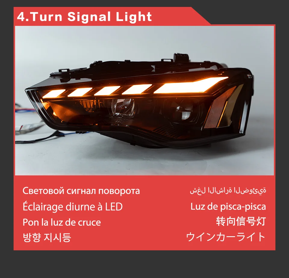 AKD رئيس مصباح لأودي A5 A5L LED المصباح 2008-2016 المصابيح الأمامية A5 DRL بدوره إشارة عالية شعاع الملاك العين العارض عدسة