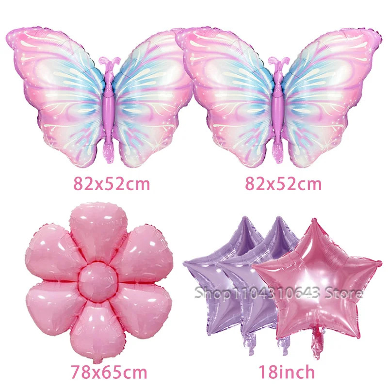 Elegant Pink Daisy and Butterfly Foil Balloons