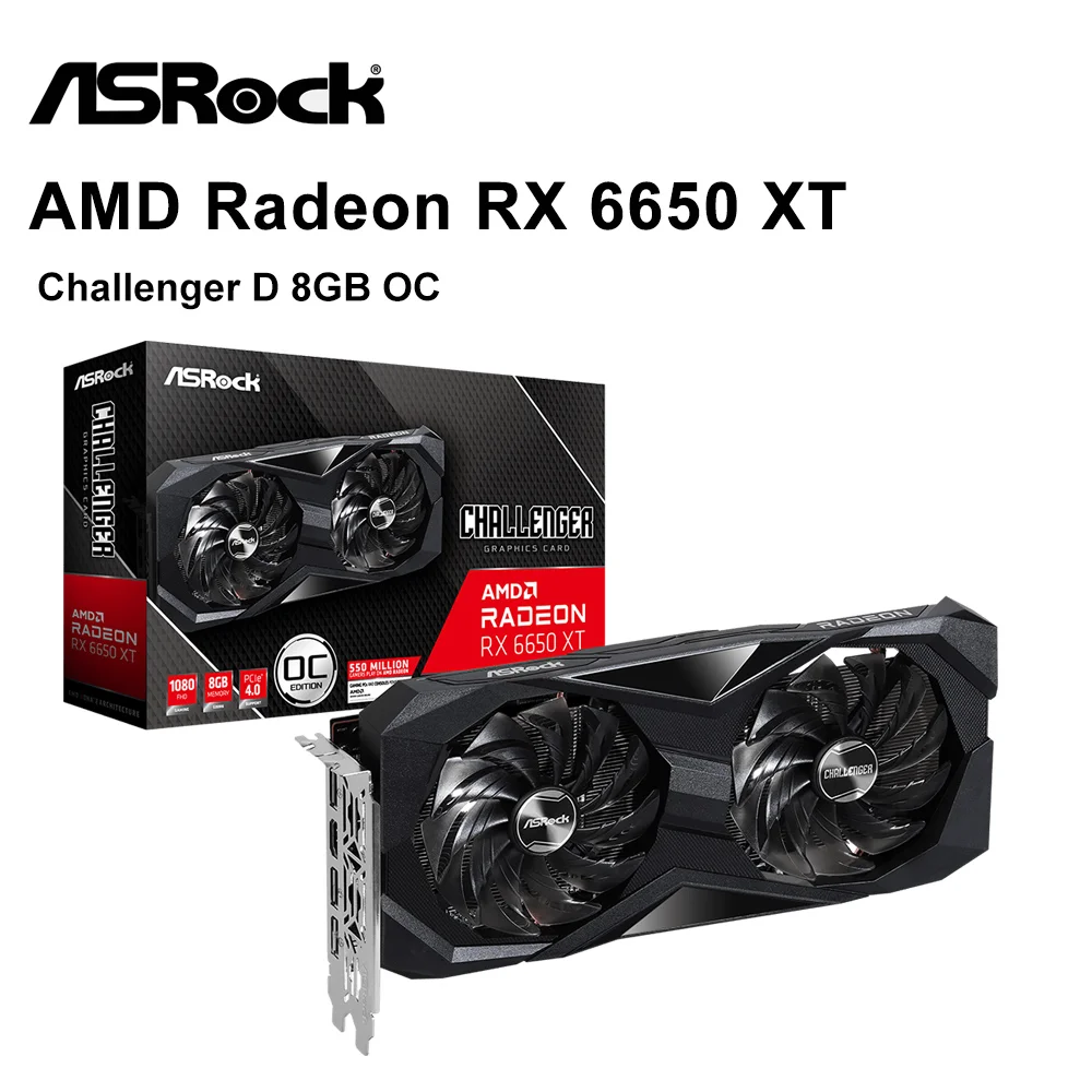ASROCK New AMD Radeon RX 6650 XT RX6650XT 8GB GDDR6 7NM 6650XT Video Cards  Support AMD GPU Graphic Card Gamer placa de video