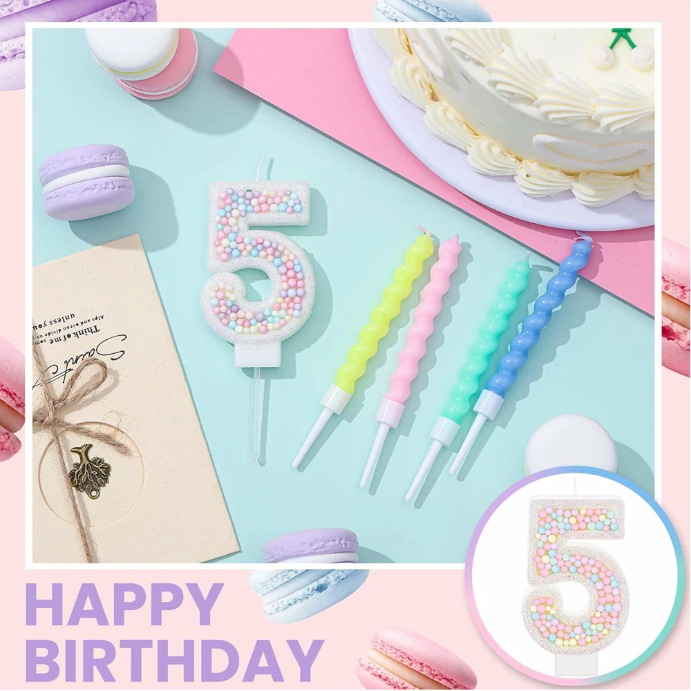 Number Birthday Candle & 12 spiral candles 4